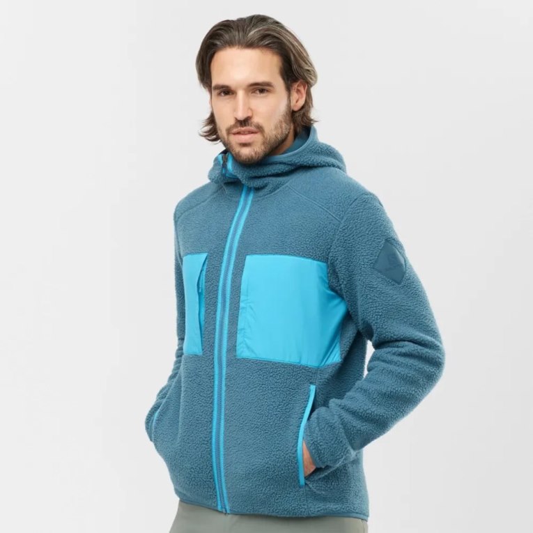 Turquoise Salomon Essential Warm Teddy Men\'s Jackets | PH 50367O